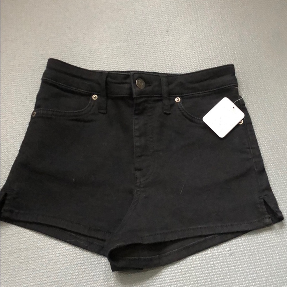 Black denim shorts